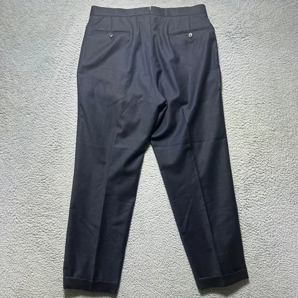 Ermenegildo Zegna Roma Fit‎ Navy Windowpane Wool Dress Pants 48 Made Switzerland